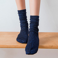 Chaussettes scintillantes mi-mollet pour femmes, tendance mode printemps été automne
