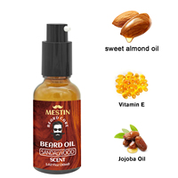 Huile de croissance de barbe biologique Amish de marque privée, parfum bois de santal, huile de jojoba, vitamine E liquide, emballage premium en vrac pour hommes