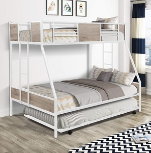 Lits superposés Cadre de <span class=keywords><strong>lit</strong></span> <span class=keywords><strong>superposé</strong></span> International en métal avec gigogne et échelles à deux côtés pour adultes Twin Over Full Size Chambre à coucher Rangement 200 - Product Image 2
