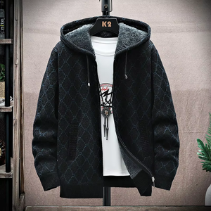 2025 Autumn Winter Custom Mix Long Sleeve Plus Size Knitted Full Zip up Hooded Thick Men Sweater Cardigan <strong>Jumpers</strong> - Product Image 3