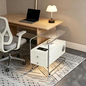 Minimalist Modern Multifunctional <b>Wireless</b> Charging Speaker Wood & Glass Nightstand with Storage for Bedroom Apartment - Product Image 4