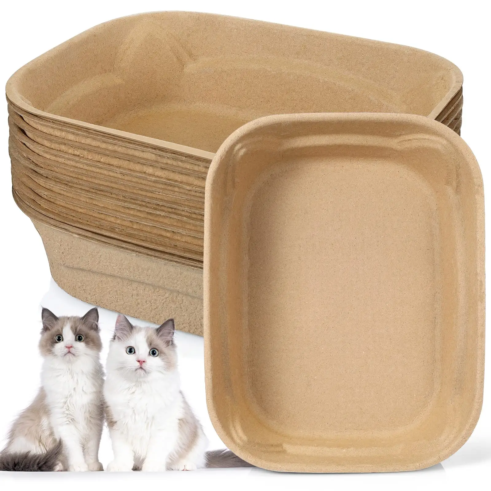 Grands bacs à litière jetables portables en papier pour chat, doublures de bac à litière pour chat pour voyage à la maison en voiture bac à litière jetable pour chat