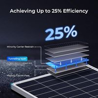 Paneles Solares Monocristalinos PERC de 200W, 25% de Alta Eficiencia, de Vidrio, 182mm, 24V, Cargador de Energía Fotovoltaica para Autocaravanas, Embarcaciones, Cabañas, Techos, Granjas