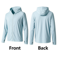 Veste à capuche unisexe avec protection solaire UPF 50+, motif uni, légère, fermeture éclair, manches longues, 100% polyester, pour la pêche, la randonnée, anti-UV