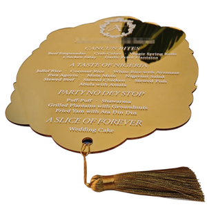 Invitation de luxe personnalisée en acrylique miroir doré, élégante, avec impression à chaud pour menus de fête et mariages - Product Image 1