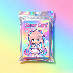 Sac d'emballage personnalisé Supercard de carte de jeu Sac scellé arrière à <span class=keywords><strong>effet</strong></span> holographique avec emballage de marque en zigzag - Product Image 3