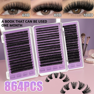 Aesphylash En gros Extensions de cils en grappe DIY 12 rangées 80D, effet mat, naturel, épais, en faux vison, sans cruauté animale - Product Image 3