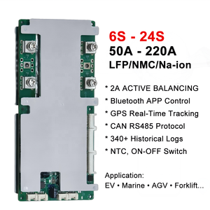 XJ Smart BMS 6S-24S 50A-220A, Equilibrador Activo 2A, 6S-24S 200A 60V/72V/80V RS485 GPS, Placa BMS para Batería de Litio para Montacargas Eléctrico - Product Image 2