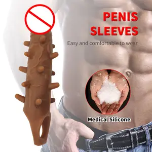 Réaliste pénis manchon Extender réutilisable TPE godes préservatif retarder l'éjaculation Dick élargissement Sex Toys pour hommes