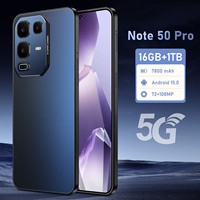 Smartphone Note 50 Dual SIM 16+1TB Android 5G Versi CPU Deca Core Ponsel HD Kamera Belakang 108MP CDMA LTE Seluler