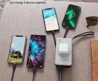 Power Bank Portabel 2025 20000mAh dengan Kabel Terintegrasi, Charger Perjalanan Cocok untuk Semua Ponsel Universal