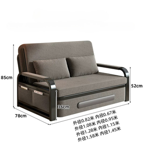 Sofá <span class=keywords><strong>Cama</strong></span> de 2 Plazas con Estructura Metálica, Convertible, con Bolsillos Laterales de Almacenamiento, Sofá <span class=keywords><strong>Cama</strong></span> Extensible para Invitados, Ideal para Espacios Pequeños - Product Image 6
