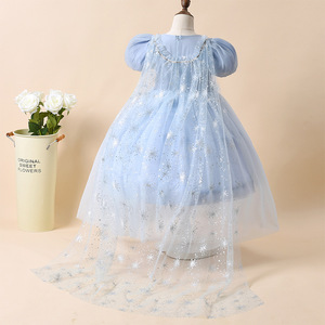 OEM ODM Abito di Alta Qualità per Bambine, Stile Principessa <span class=keywords><strong>Elsa</strong></span>, in Cotone con Gonna Plissettata, Manica Corta, Abbigliamento Boutique per Bambini - Product Image 2
