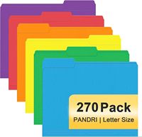 Lot de 270 classeurs en plastique colorés avec onglets découpés 1/3, format Lettre, assortiment multicolore, impression UV personnalisée, OEM/ODM, pour le classement de bureau
