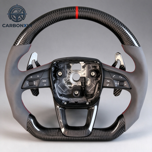 Volante Personalizado de Cuero Rojo y Fibra de Carbono para Audi A3 A4 A5 A6 A7 A8 Q3 Q5 Q7 Q8 TT R8 RS3 RS4 RS5 RS6 S3 S4 S5 S6 S7 - Product Image 4