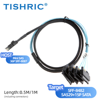 Cable Mini SAS de 0.5M 1M, 36P HD SFF-8643 SFF-8087 SFF-8482, 29 Pines 15 Pines, Conector de Datos 4 SATA, Controlador de Disco Duro, Transferencia de Datos TPE