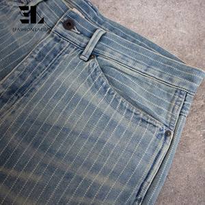 LARSUR Pantalon en denim à rayures indigo personnalisé d'usine en détresse délavé <span class=keywords><strong>Jean</strong></span> automobile Wabash Railway Railroad pour hommes - Product Image 6