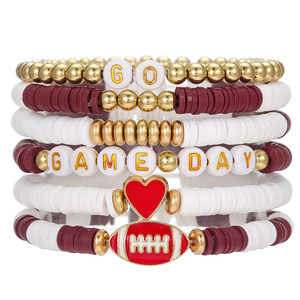 Pulseras de Moda con Cuentas de Arcilla Polimérica, Joyería con Cuentas de Letras, Regalo Unisex, Diseño Deportivo para Días de Partido - Product Image 5