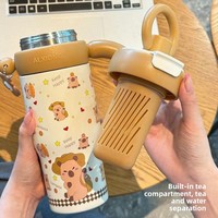 Bouteille d'eau portable isotherme en acier inoxydable 316 pour enfants, sans BPA, anti-fuite, pour l'école et l'extérieur, motifs de dessins animés, pour boissons chaudes/froides, 6-12 ans