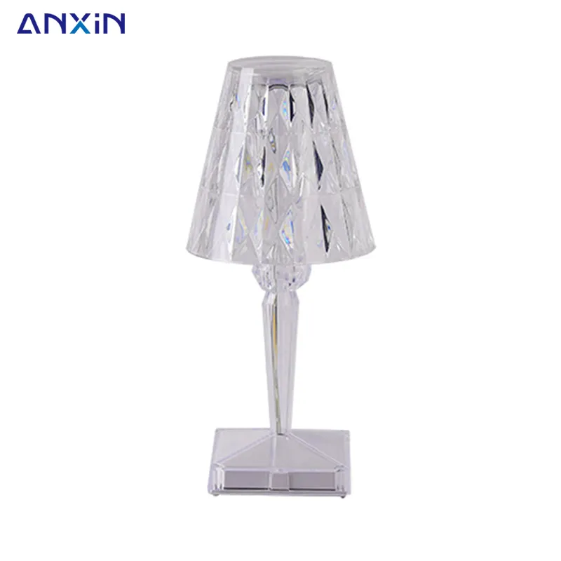 Modern Hotel Restaurant Rechargeable Cordless Crystal Rose Light With Usb Charging Port Table Lamp