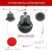 Support de microphone à main pour talkie-walkie de voiture Support adhésif de 1 pouce à tête sphérique pour autoradio portable cb