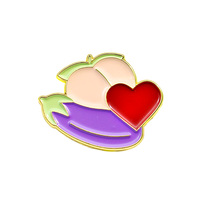 Grosir Tidak Ada Minimum Logam Buah Lapel Pin Lencana Kustom Lucu Oranye Peach Enamel Pin untuk Topi