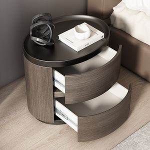 Mesita de Noche Redonda de Madera Maciza de Alta Gama, Estilo Ligero y Lujoso, Compacta y Práctica, Precio al por Mayor - Product Image 4