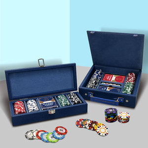 Ensemble de 100 pièces en velours MDF avec poignée en cuir PU végétalien marine et étui à jetons de <span class=keywords><strong>poker</strong></span> <span class=keywords><strong>vide</strong></span> avec étui - Product Image 4