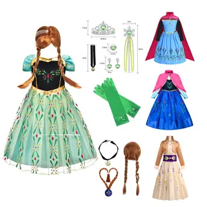 2024 Princess Halloween Girls Dress Up Kids Tv Movie Party Cosplay Anna Elsa Princess Dress Costume