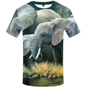 Elephant T shirt Men Animal Punk Rock Weed Funny T shirts Gray Cool Hip hop Streetwear 3d T-shirt Mens Clothing Casual