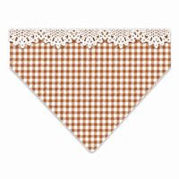 Bandana pour chien personnalisé à carreaux imprimés classiques avec bordure en dentelle blanche, tissé doux pour chiens et chats - Logo personnalisé, vente en gros