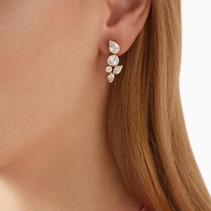 ต่างหูแฟชั่นรูปหยดน้ำ ชุบทอง 18k ไทเทเนียมสตีล ประดับเพชรซิร์คอน สำหรับงานปาร์ตี้ ผู้หญิง ดีไซน์เรขาคณิต - Product Image 2