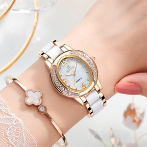 Nouvelle tendance coquilles Saint-Jacques de couleur ovale avec cadran en diamant design de montre personnalisé femmes montre à quartz luxe et ingéniosité - Product Image 1