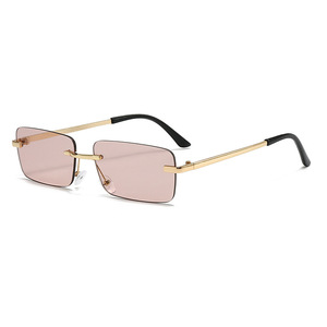Lunettes de soleil élégantes sans monture carrées, en métal, protection UV385 Classe 2, légères, pour femmes, à la mode - Product Image 4