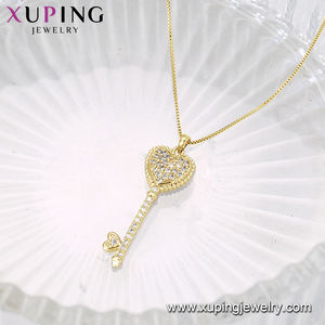 Collar-01010 xuping joyería moda elegante simple 14K chapado en oro llave colgante collar - Product Image 2