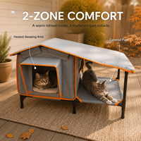 Nouvelle Villa pour Chat d'Extérieur Personnalisée en Usine, Tapis Chauffant Imperméable et Chaud, Abri Surdimensionné pour Chats Sans-abri en Tissu Oxford, Toutes Saisons