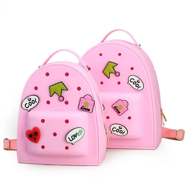 Stock Waterproof Jelly Color Candy Bag School Bags Lovely Mini Charms DIY Travel Girls Kids Silicone Backpack