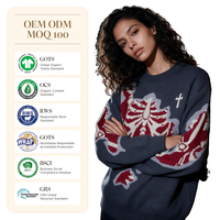 Service personnalisé à faible MOQ, pulls en tricot d'hiver de style streetwear jacquard pour femmes, vêtements pour femmes