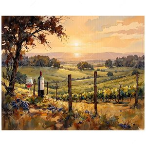 Kit di pittura con i numeri del paesaggio per adulti-vigna da te al <span class=keywords><strong>tramonto</strong></span> 16x20 pollici, regali di arte della campagna senza cornice - Product Image 1