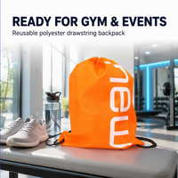 Sac à dos promotionnel sportif réutilisable en polyester et nylon souple avec cordon de serrage, logo personnalisé, idéal pour les cadeaux et le shopping