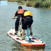 Vélo aquatique gonflable double siège avec cadre en plastique, grande planche SUP, pontons résistants à l'usure, pliable pour le lac, de Chine Lumark Direct