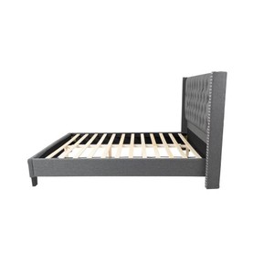 Modern Queen Size Soft <b>Bed</b> Diamond Tufted Headboard Eco-Friendly Durable Design <b>Pine</b> Wood <b>Frame</b> Plastic Legs Blue Home Furniture - Product Image 3