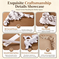 Set Hiasan Dinding Ruang Makan dengan Lis Bunga Pojok dari Polyurethane, Gaya Prancis Eropa, Profil Ukiran Ornamen