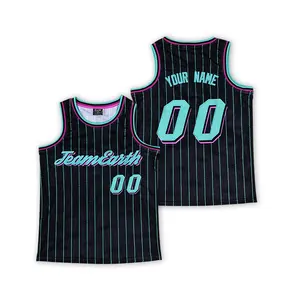 Trendy Geborduurd Heren Basketbalshirt Aangepast Mesh Design Retro Basketbal Jersey