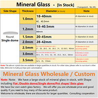 Cristal Mineral de Una Sola Capa, 1.2mm de Grosor, 18-45mm de Diámetro, Herramientas de Reparación de Relojes, Accesorios, Piezas de Superficie, Venta al Por Mayor de Fábrica, Personalizado
