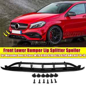 กันชนหน้าสำหรับรถ W176 Lip AMG ชุดคานาร์ดด้านข้างสปอยเลอร์สำหรับ Mercedes Benz A-Class W176 AMG A45 2016-2018 - Product Image 3