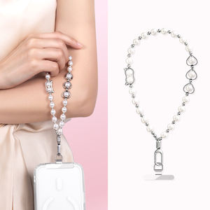 Cuerda colgante para iPhone <span class=keywords><strong>17</strong></span> Pro Max, cadena de perlas para teléfono, llavero antipérdida, cuerda colgante personalizada con diseño de gato para mujer, clip metálico - Product Image 1