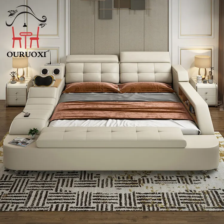 Modern king bed for girls with storage drawers tv esthetician led cheap electric single luxury up-holstered hotel beds