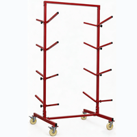 Support mobile robuste en métal thermolaqué à 8 niveaux pour pare-chocs, avec 8 housses de pare-chocs et roulettes pivotantes en nylon de 5 pouces pour la réparation de carrosserie automobile