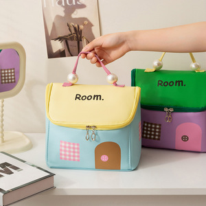 Trousse de maquillage mignonne en forme de mini-maison, grande capacité, compartimentée, pour voyage, toilette, rangement à domicile et salle de bain pour femmes - Product Image 2